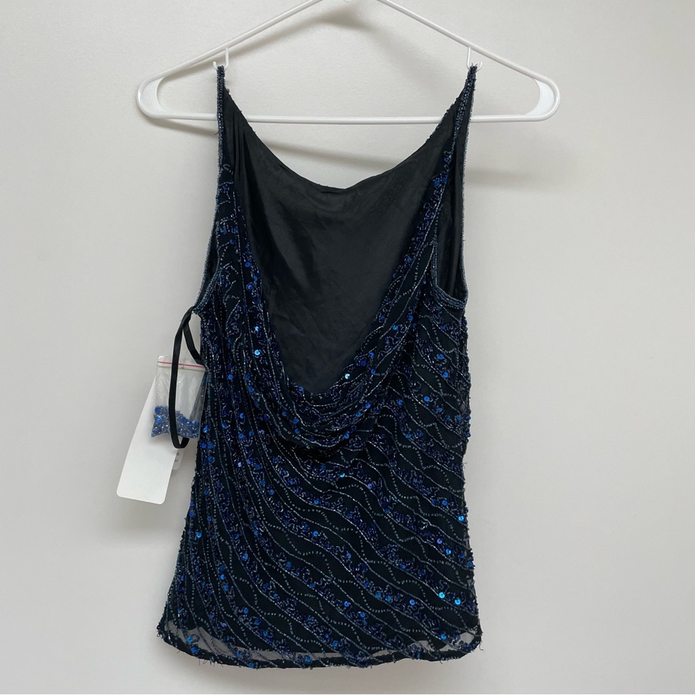 Papéll Boutique Evening Blue Sequined Tank Women Small